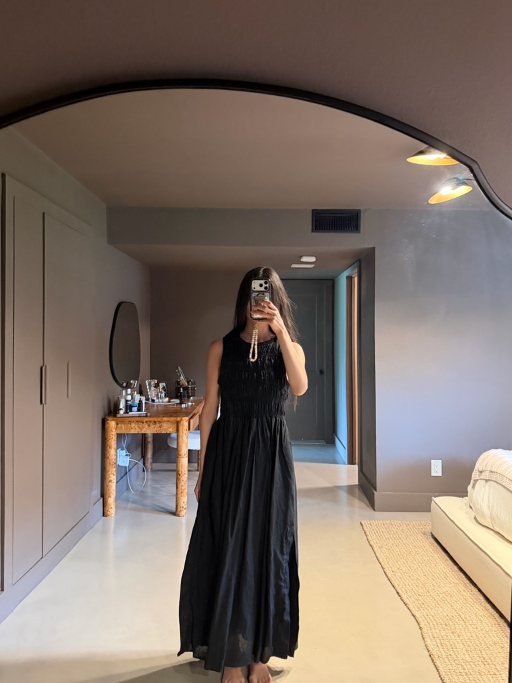 DISSH Black Sleeveless Smocked Waist Maxi Dress